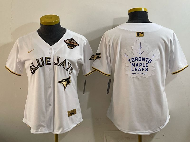 Women Toronto Blue Jays Blank White Gold 5th Throwback 2026 Nike MLB Jersey style 02->women mlb jersey->Women Jersey